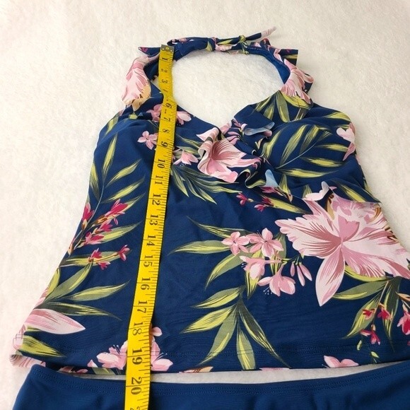 Cupshe Blue Ruffle Tankini Set NWT Tank Top and Bikini Swimsuit  Sz Small - Picture 9 of 16